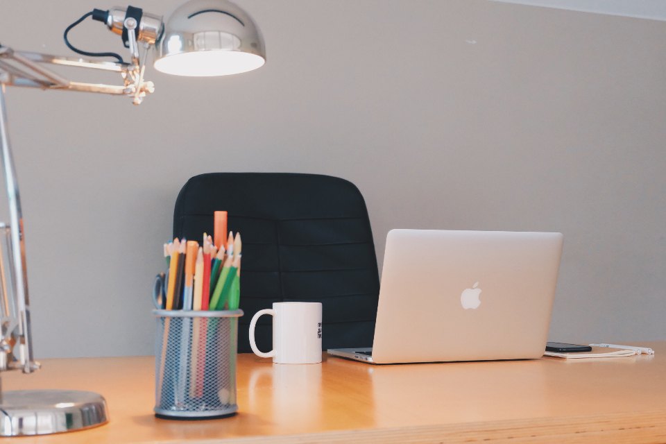 An office desk with everyday equipment